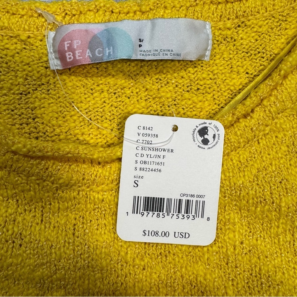 NWT New $108 Free People Beach Yellow Adelaide Sweater Set Size S - Picture 7 of 9